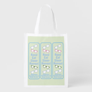 Humorous Read Eat Sleep Repeat Eyeglasses Grocery Bag