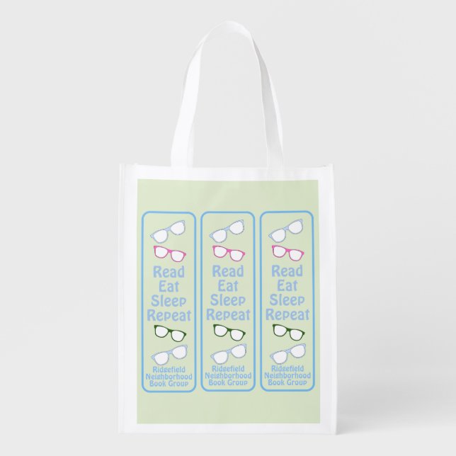 Humorous Read Eat Sleep Repeat Eyeglasses Grocery Bag (Front)