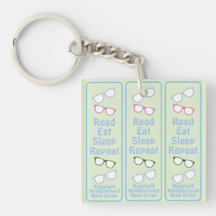 Humorous Read Eat Sleep Repeat Eyeglasses Keychain