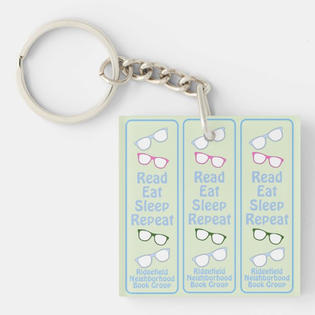 Humorous Read Eat Sleep Repeat Eyeglasses Keychain (Front)