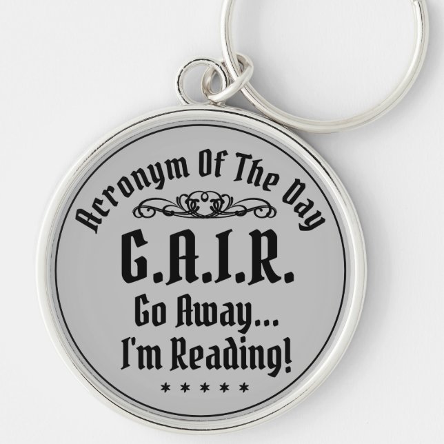 Humorous Reading Acronym Black Text Keychain (Front)