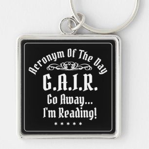 Humorous Reading Acronym White Text Keychain
