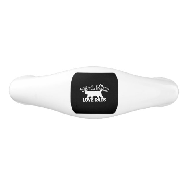 Humorous Real Men Love Cats Ceramic Drawer Pull (Front)