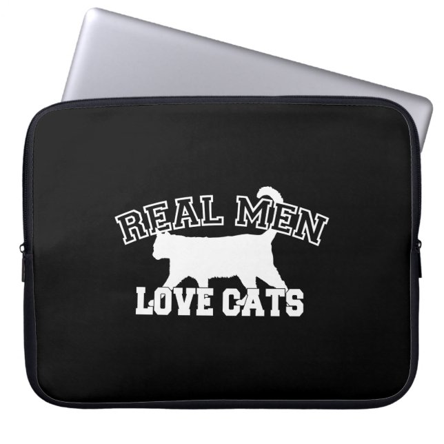 Humorous Real Men Love Cats Laptop Sleeve (Front)