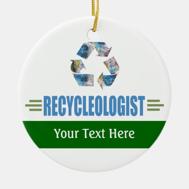 Humorous Recycling Ceramic Ornament (Front)