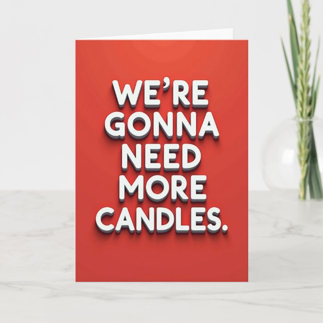 Humorous Red 3D Text Birthday Card (Front)