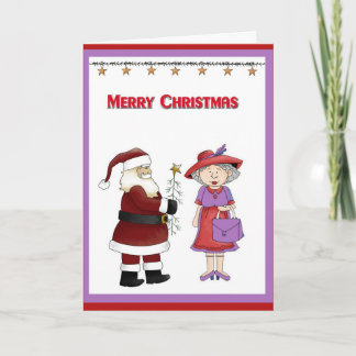Humorous Red Hat Woman Christmas Card