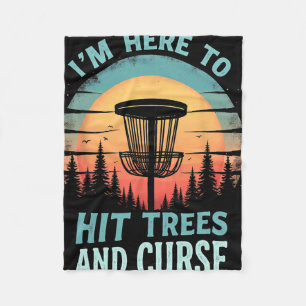 Humorous Retro Disc Golf - Tree Hitting Curse Fleece Blanket