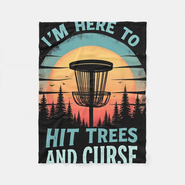 Humorous Retro Disc Golf - Tree Hitting Curse  Fleece Blanket (Front)