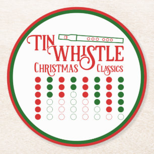 Humorous Retro Tin Whistle Christmas Classics Round Paper Coaster