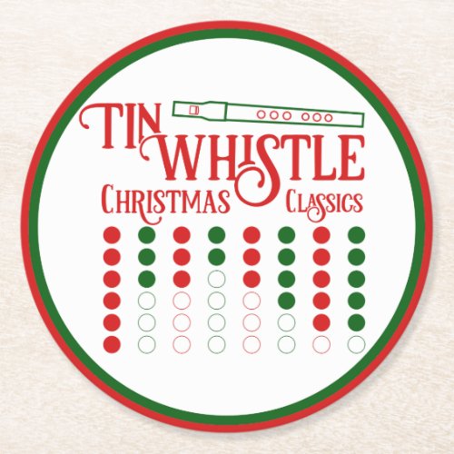 Humorous Retro Tin Whistle Christmas Classics Round Paper Coaster