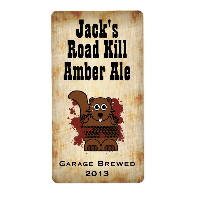 Humorous Road Kill Home Brew Beer Label (Front)