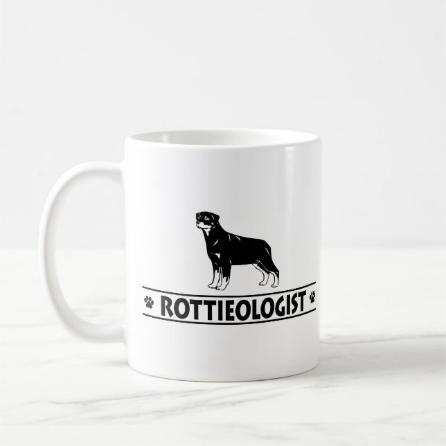 Humorous Rottweiler Coffee Mug (Left)