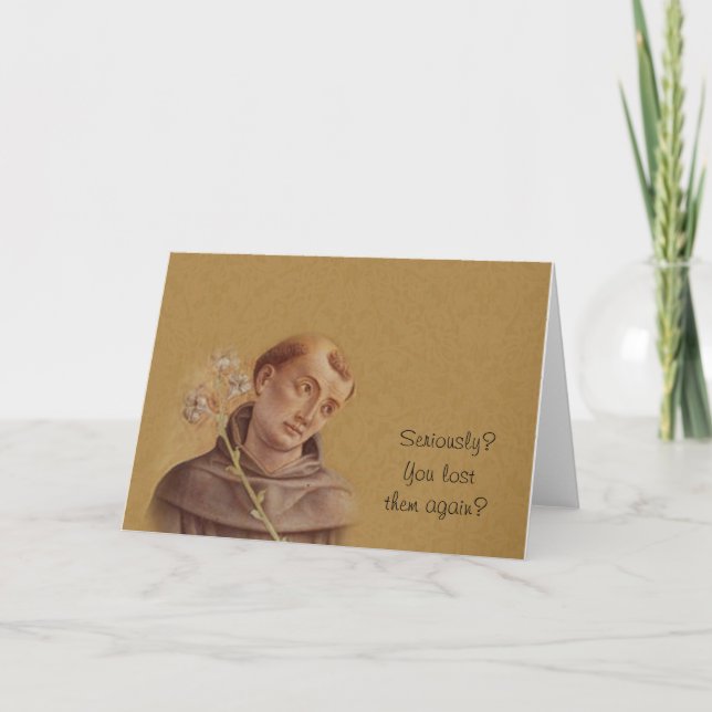 Humorous Saint Anthony of Padua Lily Card (Front)