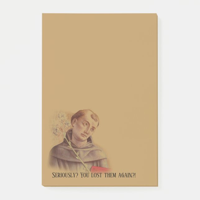Humorous Saint Anthony of Padua Post-it Notes (Front)