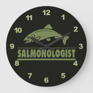 Humorous Salmon Fishing Large Clock