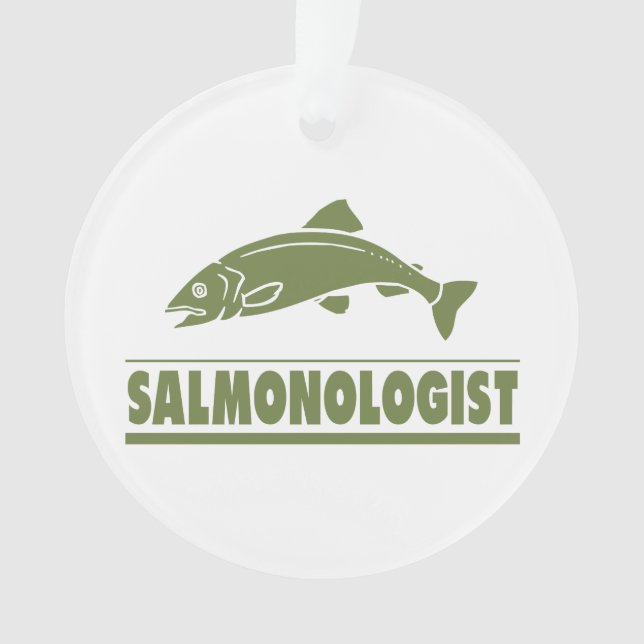 Humorous Salmon Fishing Ornament (Front)