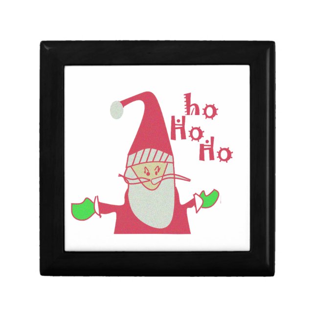 Humorous Santa Mouse: Unique Festive Art & Holiday Jewelry Box (Front)