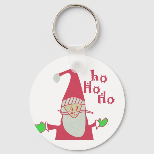 Humorous Santa Mouse: Unique Festive Art & Holiday Keychain (Front)