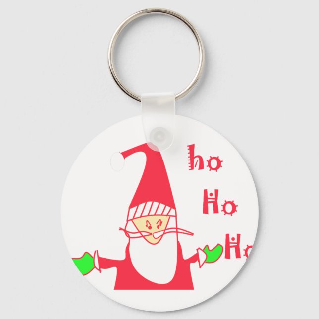 Humorous Santa Mouse: Unique Festive Art & Holiday Keychain (Front)