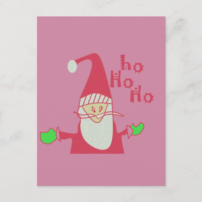 Humorous Santa Mouse: Unique Festive Art & Holiday Postcard (Front)