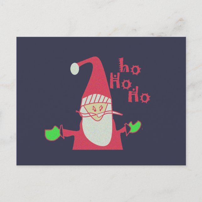 Humorous Santa Mouse: Unique Festive Art & Holiday Postcard (Front)