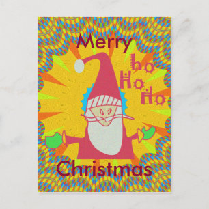 Humorous Santa Mouse: Unique Festive Art & Holiday Postcard