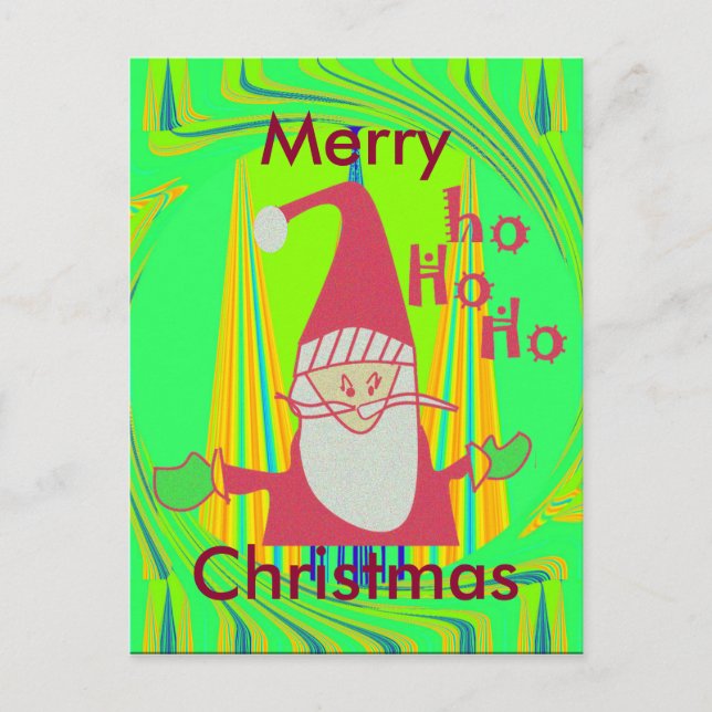 Humorous Santa Mouse: Unique Festive Art & Holiday Postcard (Front)