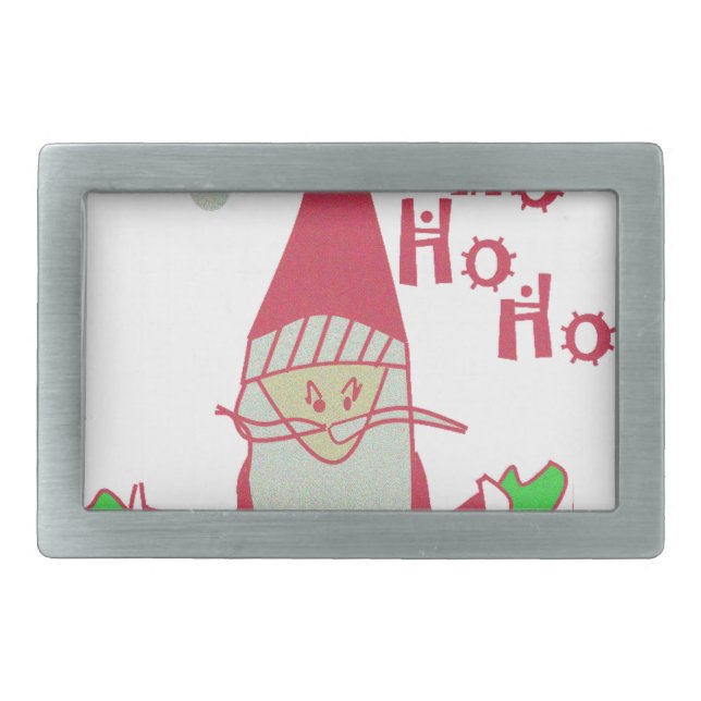 Humorous Santa Mouse: Unique Festive Art & Holiday Rectangular Belt Buckle (Front)