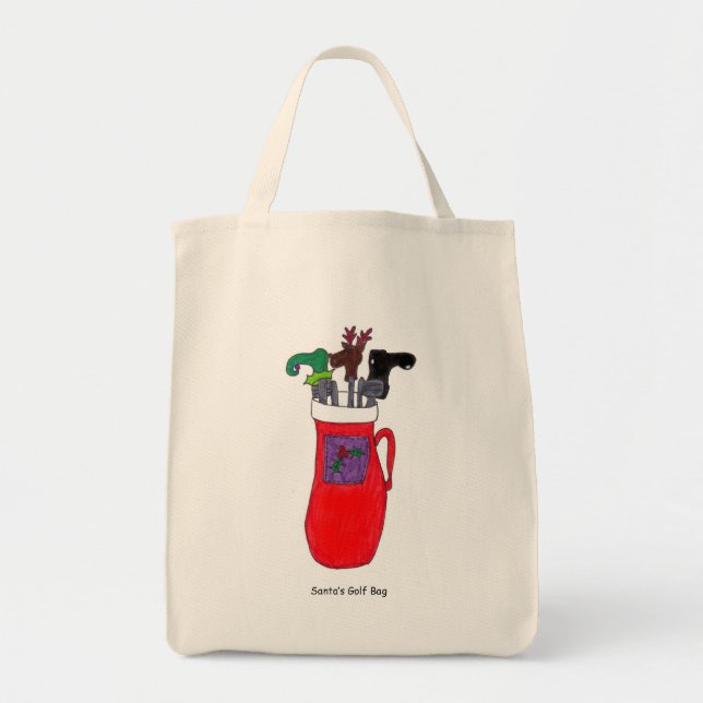 Humorous Santa's Golf Bag Tote Bag (Front)