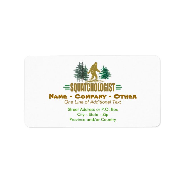 Humorous Sasquatch, Bigfoot Label (Front)