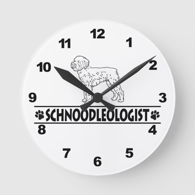 Humorous Schnoodle Round Clock (Front)