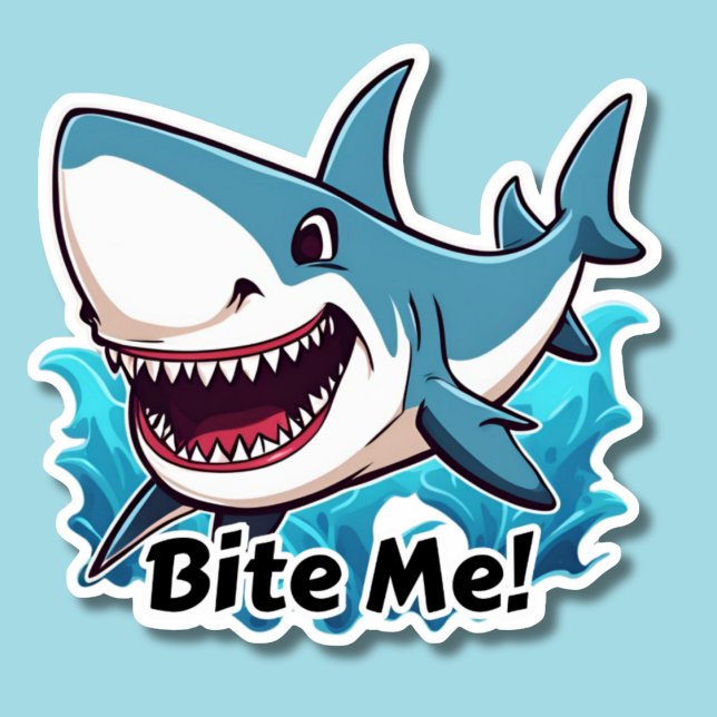 Humorous Shark Bite Me Waterproof  Sticker (Creator Uploaded)