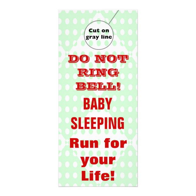 Humorous Sleeping Baby Door Hangers Doorhanger Rack Card (Front)