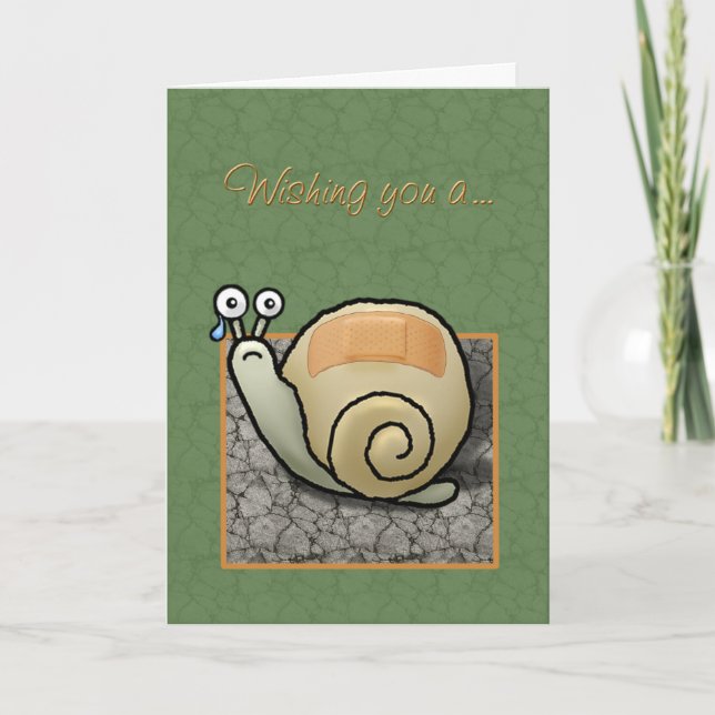 Humorous snail "Speedy recovery" card (Front)