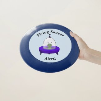 Humorous Space Alien in Flying Saucer Wham-O Frisbee
