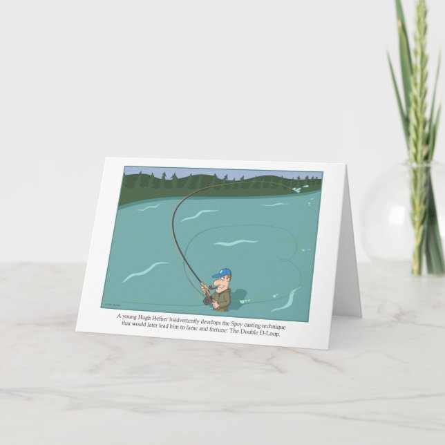 Humorous Spey Casting greeting card (Front)