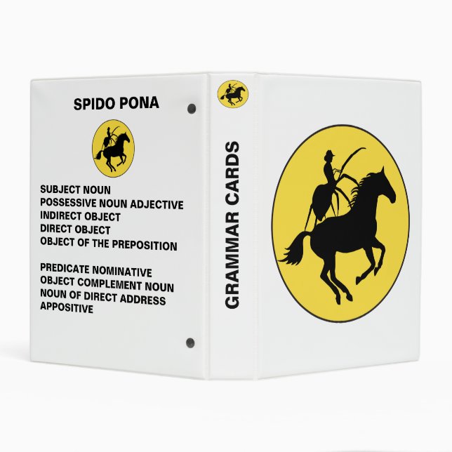 Humorous SPIDO PONA Noun Usage Mini Binder (Background)
