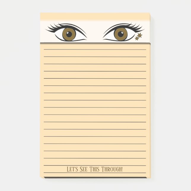 Humorous Spying Brown Eyes Black Lined Post-it Notes (Front)