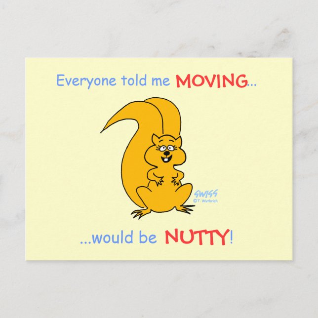 Humorous Squirrel Moving Announcement Postcard (Front)