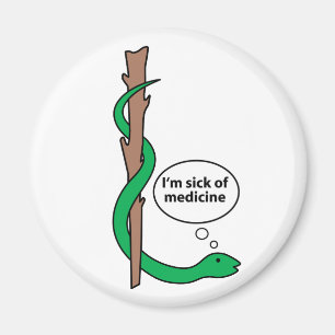 Humorous Staff of Asclepius Magnet