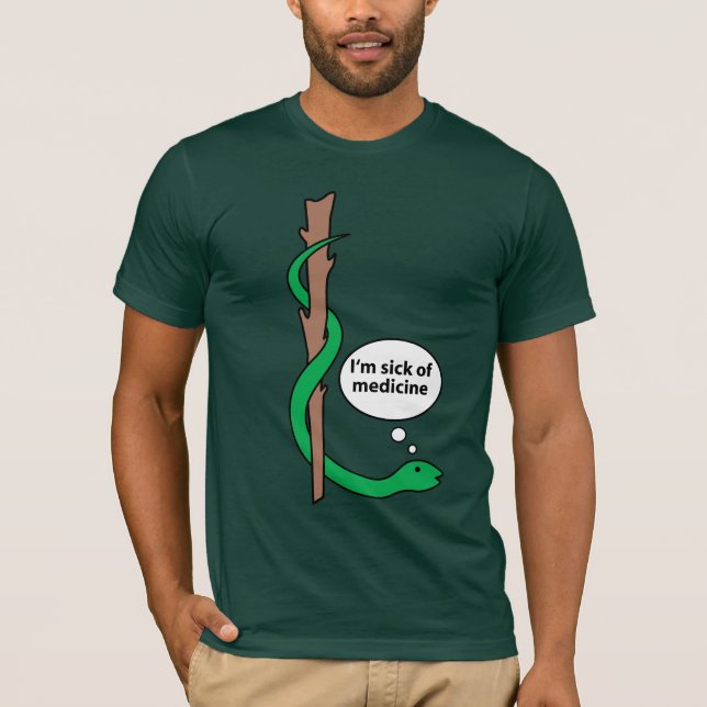 Humorous Staff of Asclepius T-Shirt (Front)