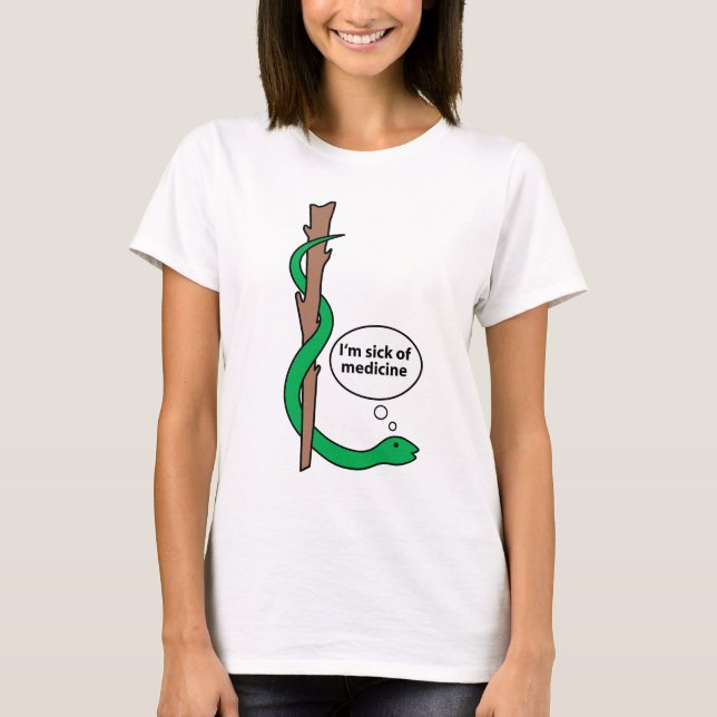 Humorous Staff of Asclepius T-Shirt (Front)