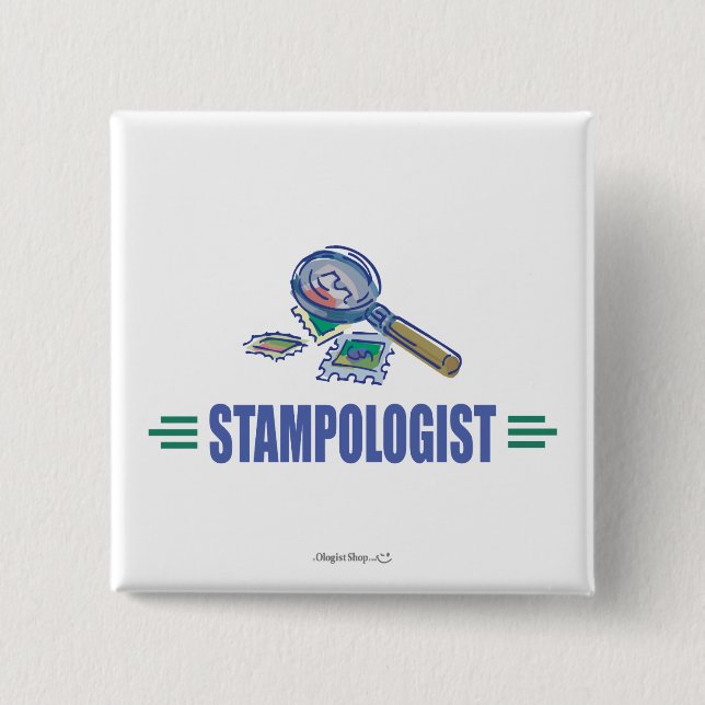Humorous Stamp Collecting Pinback Button (Front)