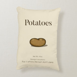 Humorous Storage Instructions Rustic Potato Sack Accent Pillow