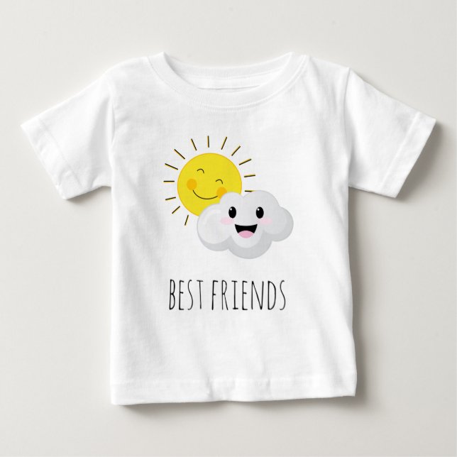 Humorous sun and cloud best friends cartoon baby T-Shirt (Front)