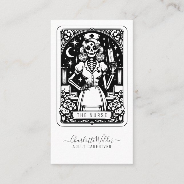 Humorous Tarot Nurse Business Card (Front)