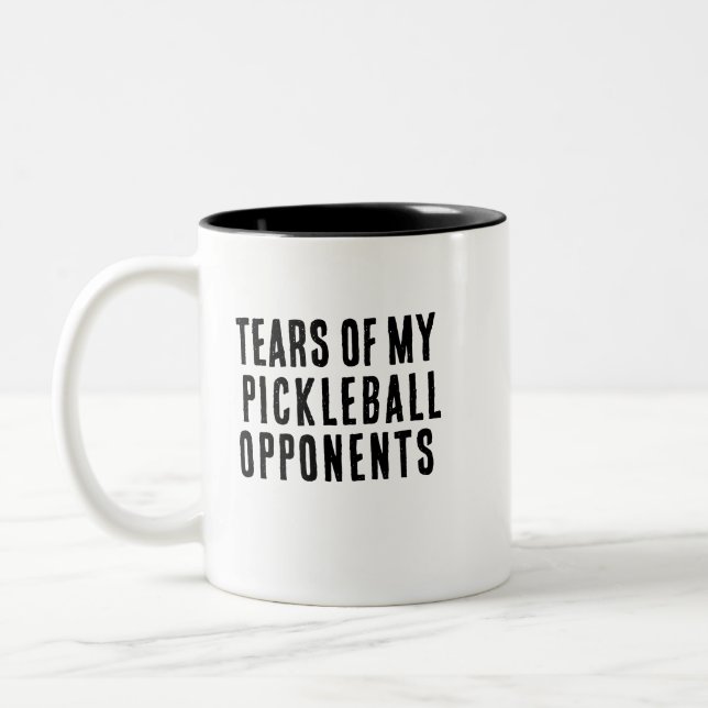 Humorous Tears of My Pickleball Rivals Typography  Two-Tone Coffee Mug (Left)