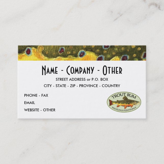 Humorous Title for Trout Addicts Business Card (Front)