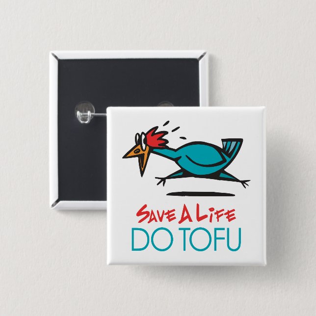 Humorous Tofu Design Button (Front & Back)